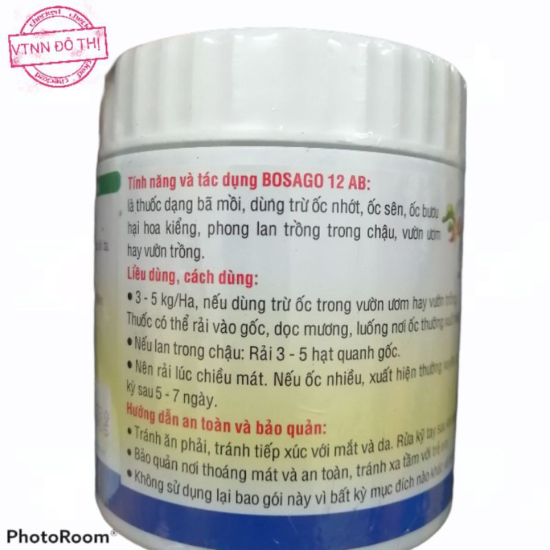 Bả ốc sến cho hoa lan, hoa hồng, cây cảnh, rau màu - Bosago 12AB - Thuốc dụ ốc sên, ốc nhớt, ốc bươu lọ 200gr tiện lợi