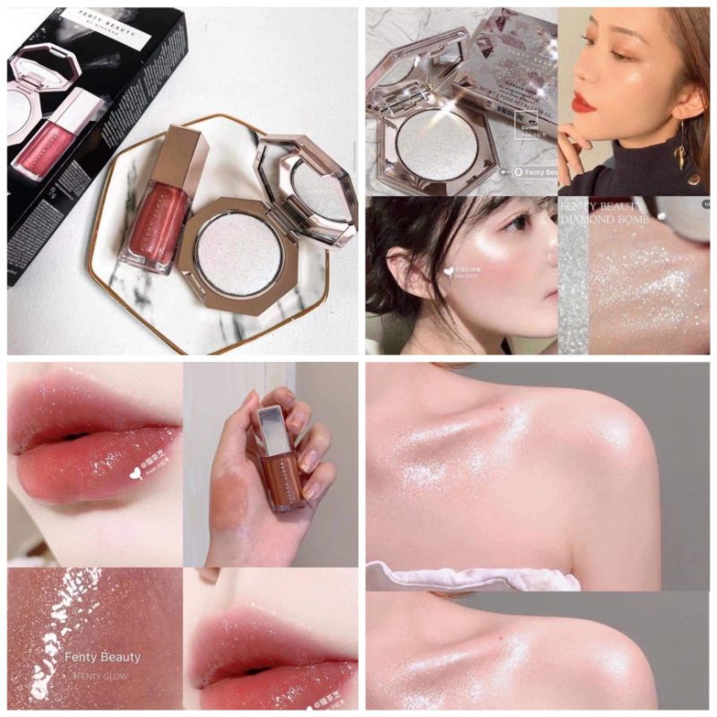 Set Son + Phấn bắt sáng Fenty Diamond Bomb