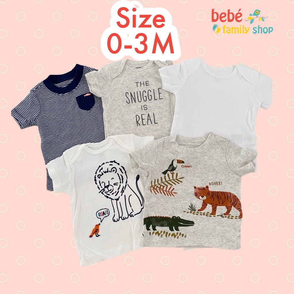 [SIZE 0-3M] Áo phông bé trai tay ngắn Carters/ áo thun bé trai cộc tay thun cotton/ Áo thun bé trai xuất dư - AT