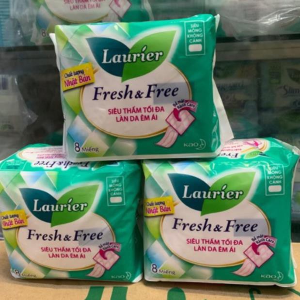 Băng vệ sinh Laurier Fresh &amp; Free 8 miếng siêu mỏng không cánh