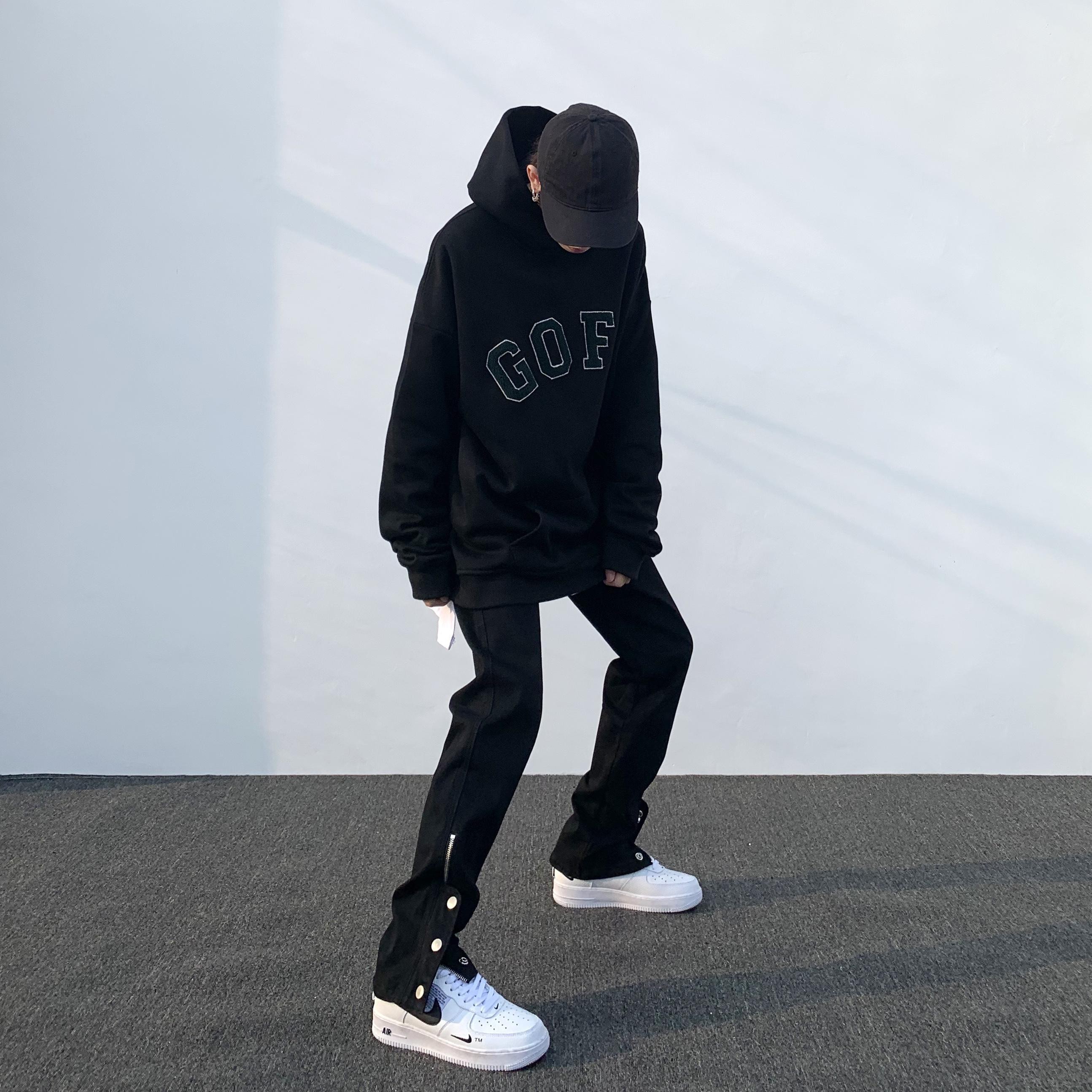 Quần Jean Đen Phối Hàng Nút Phong Cách Đường Phố Cá Tính | BigBuy360 - bigbuy360.vn