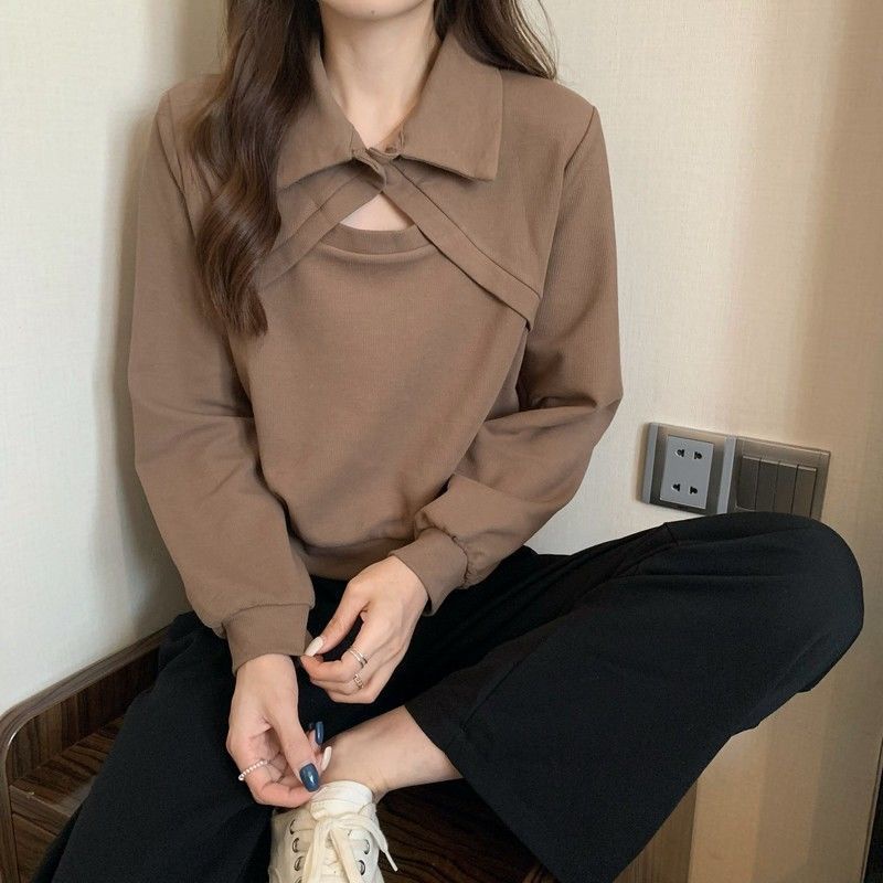 COZOK Áo polo Dài Tay Màu Trơn Hợp Thời Trang Dễ Phối Đồ