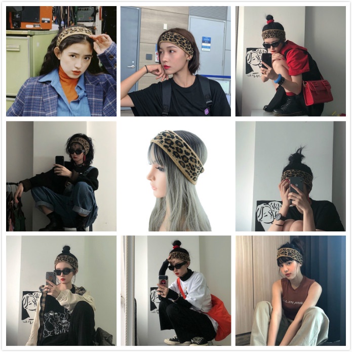 Băng Đô Dệt Kim Bản Rộng Họa Tiết Da Báo Có Thể Điều Chỉnh Dành Cho Nữ