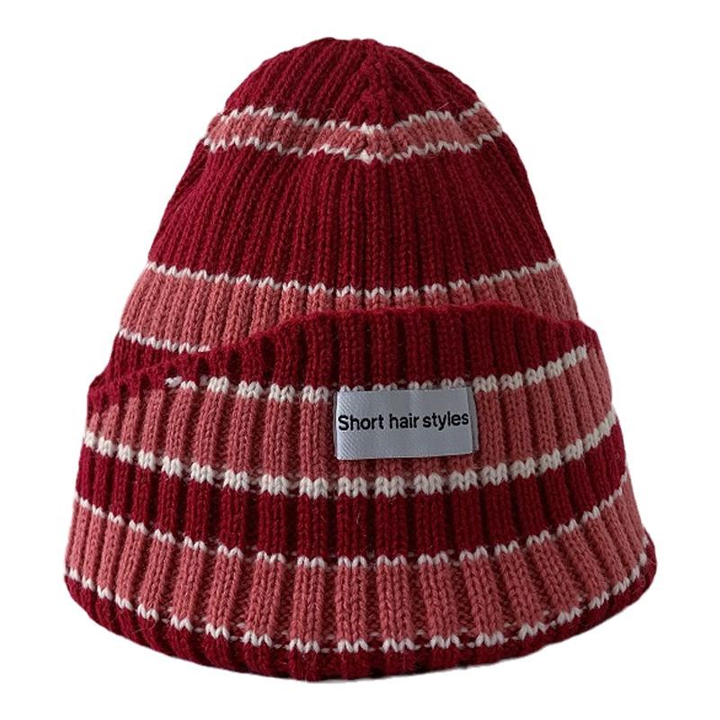 Mũ len beanie giữ ấm họa tiết kẻ sọc thời trang thu đông cho nam và nữ 2021