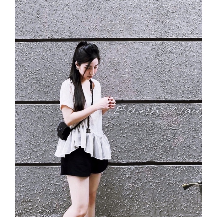 💥 Set Yimi lanh siêu xinh xắn #Set áo babydoll mix quần sooc - hinhin