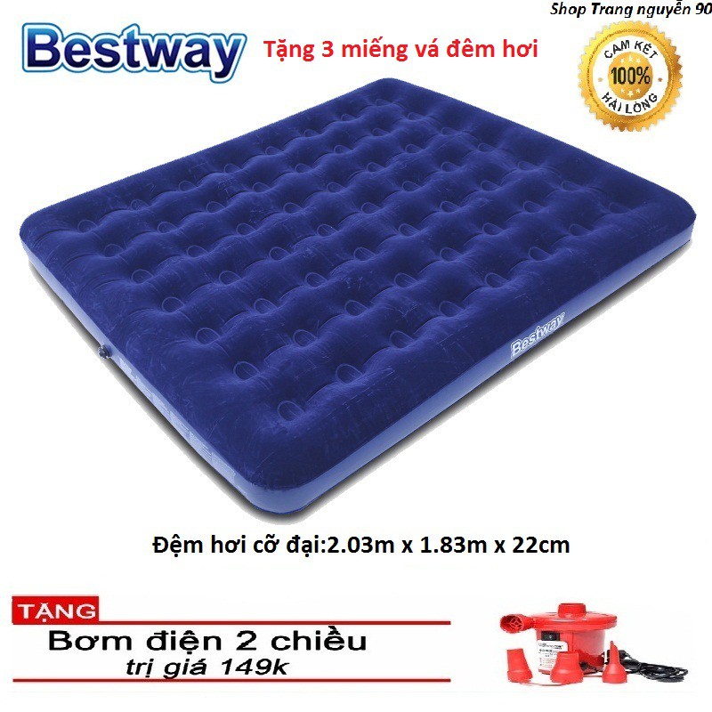 Nệm hơi đệm hơi 67004 kích cỡ 1,8m x 2m x 22cm kèm bơm điện.