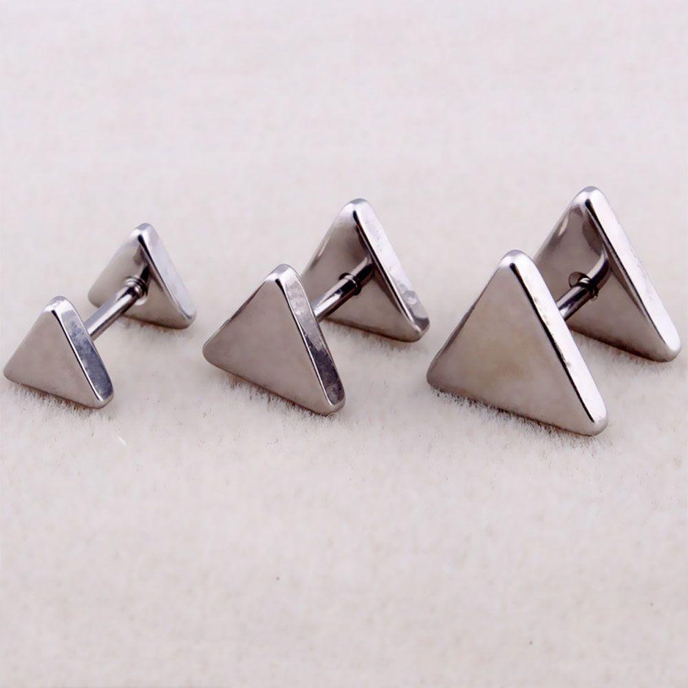 Bông Tai Hình Tam Giác Bằng Thép Không Gỉ Phong Cách Hip Hop