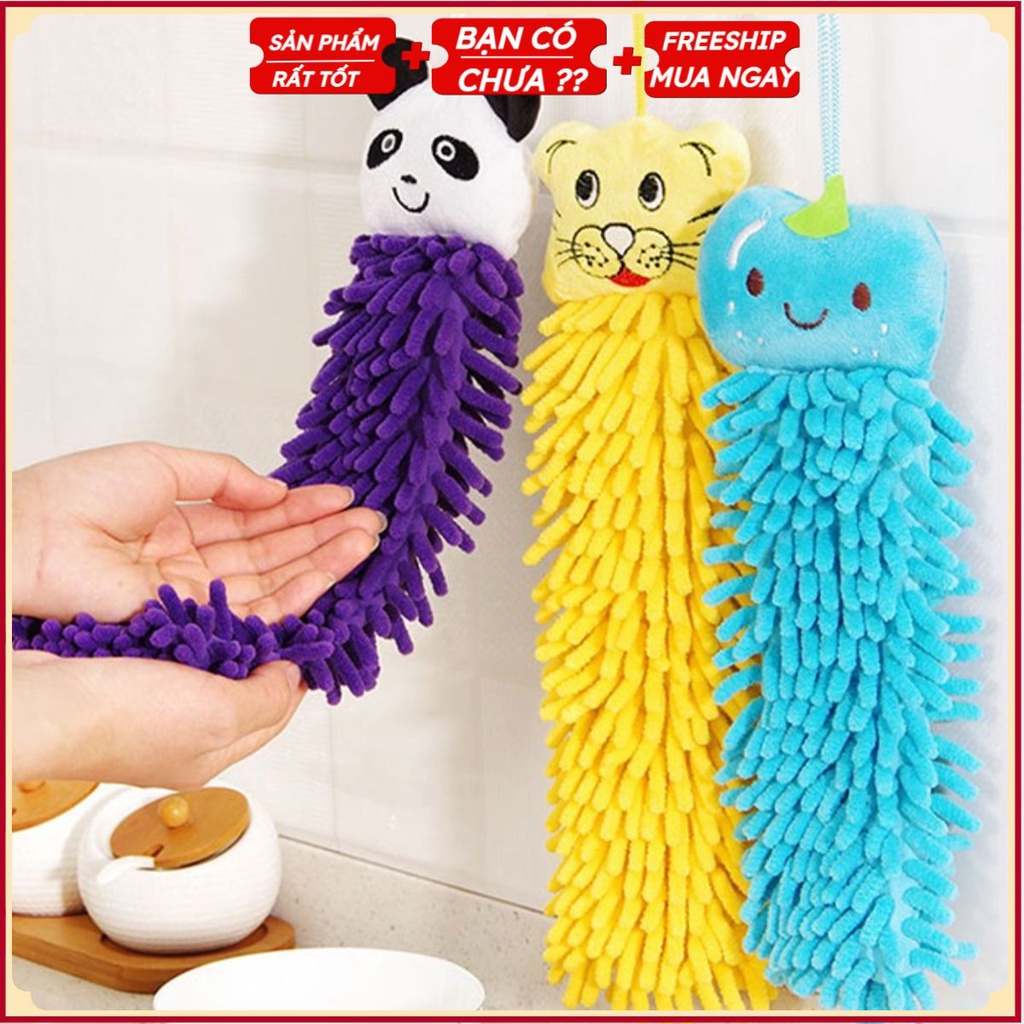 Khăn Lau Tay HÌNH THÚ SỢI SAN HÔ 35CM, Lau Bát Chén Đĩa Nhà Bếp Dày Dặn Đa Năng - Cotton Thấm Hút Nước