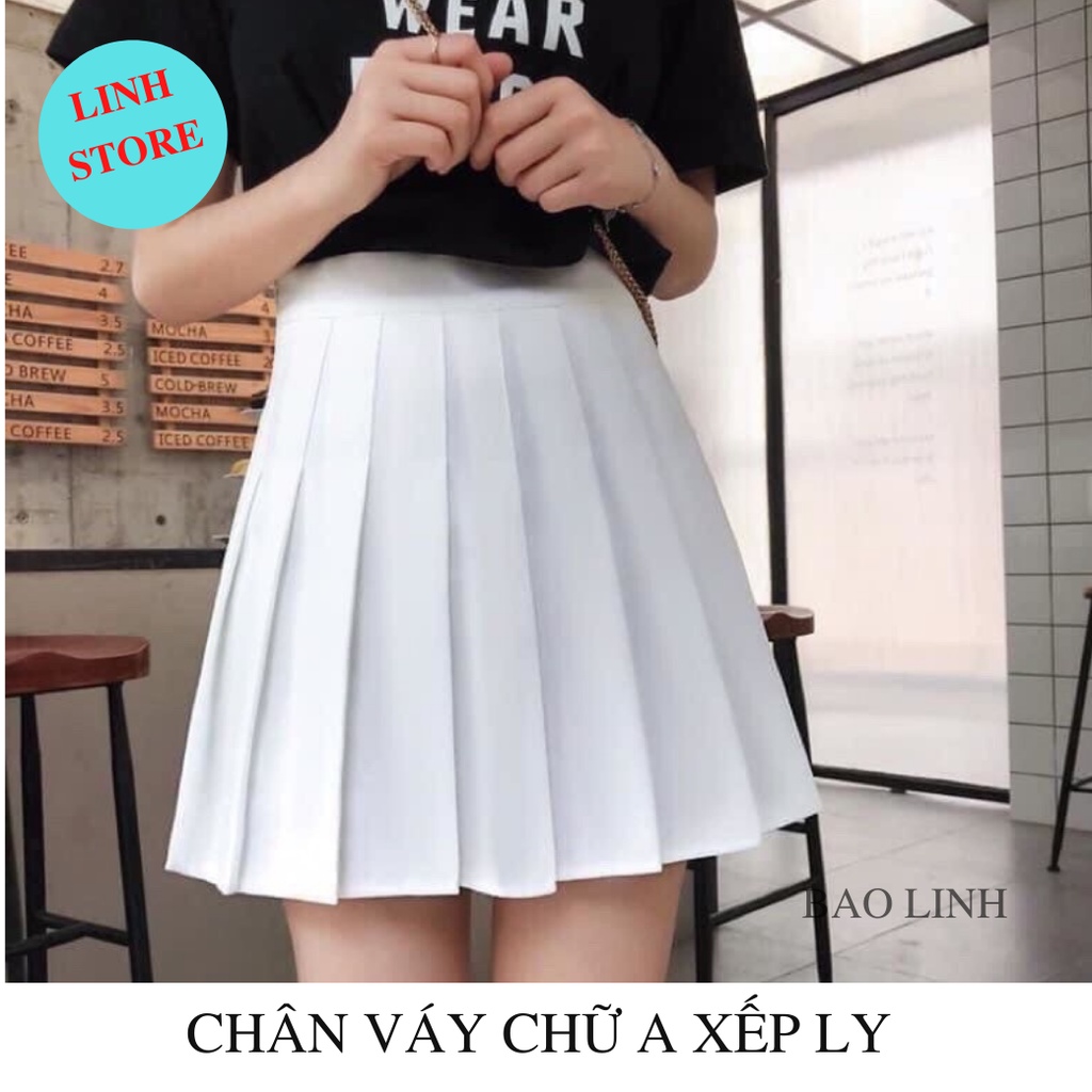 Chân Váy Chữ A Xếp Ly Công Sở Lưng Cao LINH STORE Dáng Ngắn Ôm Có Lót Trong Chống Lộ