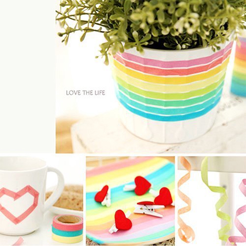 Cuộn băng keo nhiều màu sắc làm đồ trang trí thủ công diy
