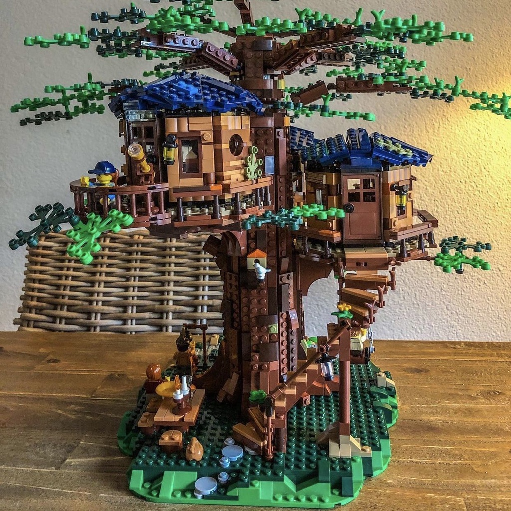 Four Seasons Tree House Building Blossom Cherry Blossom Manor Villa Forest Cabin Street View Khối xây dựng lắp ráp Đồ chơi