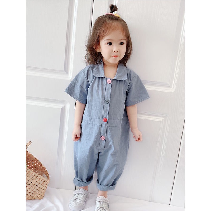 Hàng Mới Về Bộ Áo Liền Quần 2022 Vải Cotton Mỏng Màu Trơn Thời Trang Mùa Hè Cho Bé Gái