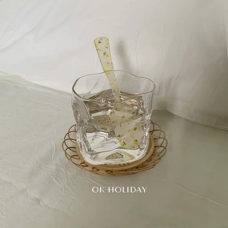 Ly thuỷ tinh gợn sóng trừu tượng Hàn Quốc 170ml.