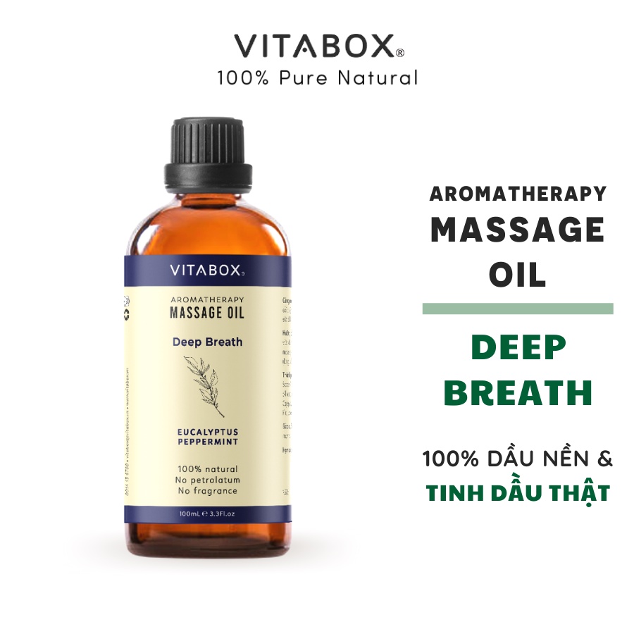 Dầu massage body VITABOX Deep Breath aromatherapy massage oil mát xa thư giãn thở sâu từ dầu nền và tinh dầu thiên nhiên