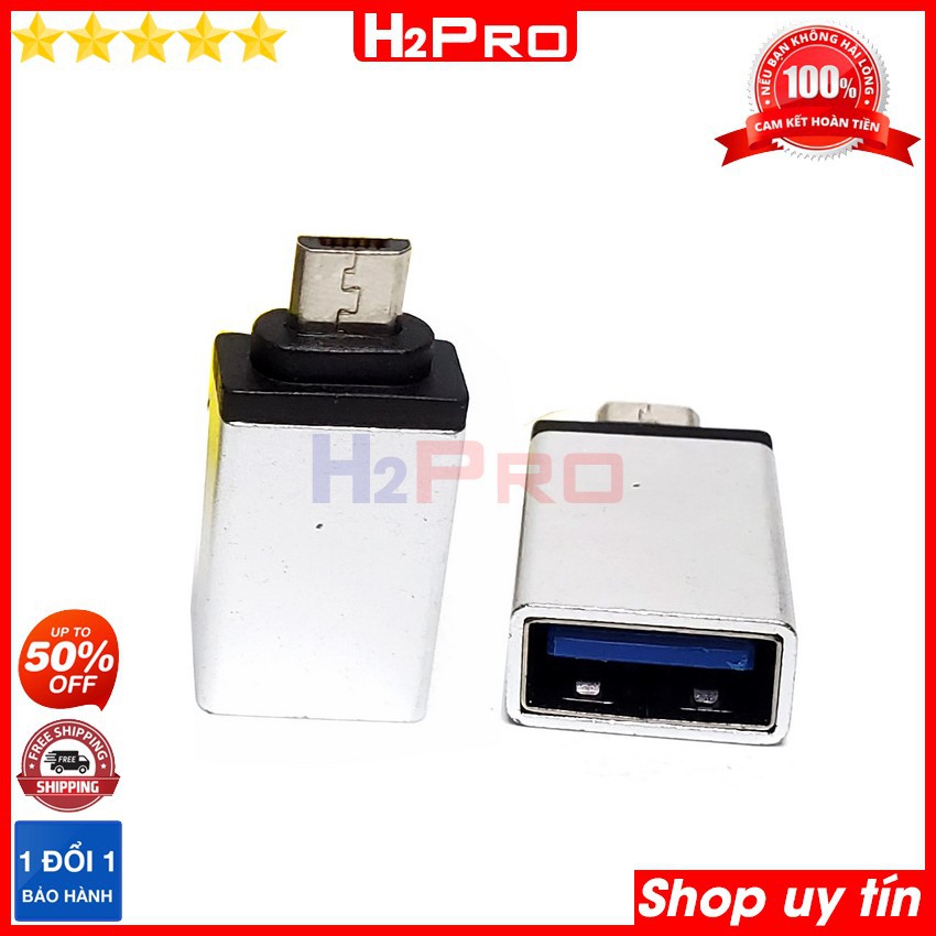 Đầu chuyển đổi usb 3.0 sang Type C-Micro USB OTG H2Pro chính hãng, đầu chuyển đổi usb 3.0 sang Type C-Micro USB cao cấp