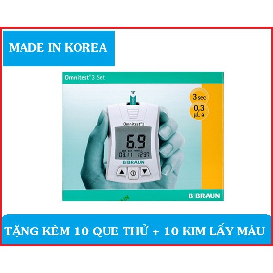 Máy đo đường huyết Omnitest 3 tặng kèm 10 que thử