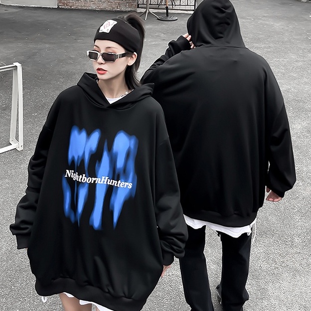 Áo hoodie ZHELIHANGFEI tay dài dáng rộng phong cách cổ điển dành cho cặp đôi