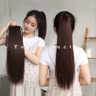Tóc giả nữ dạng buộc / cột suôn thẳng dài 50cm kèm ảnh thật