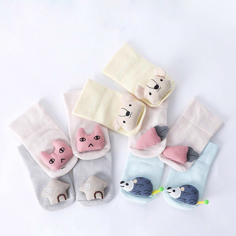 Tất vớ cổ cao cho bé từ 6-18 tháng, chất cotton dày dặn, co giãn, hình thú nhồi bông Socute - Nắng Của Mẹ_SWEET