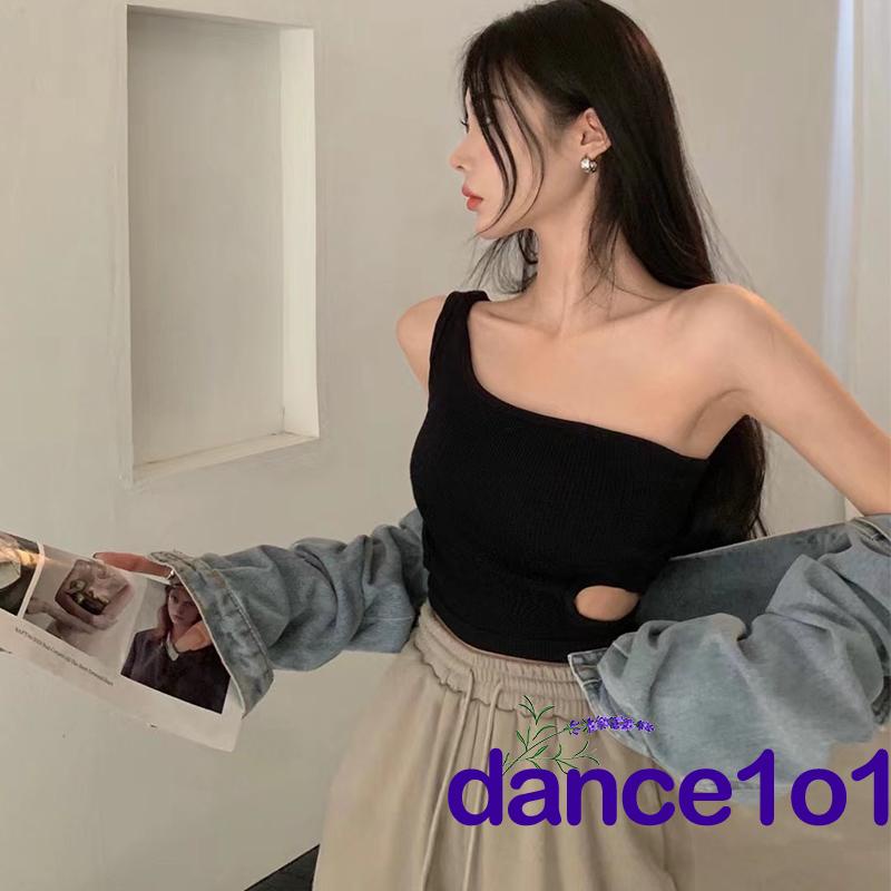 Áo crop top lệch vai màu trơn phong cách thời trang mùa hè quyến rũ dành cho nữ