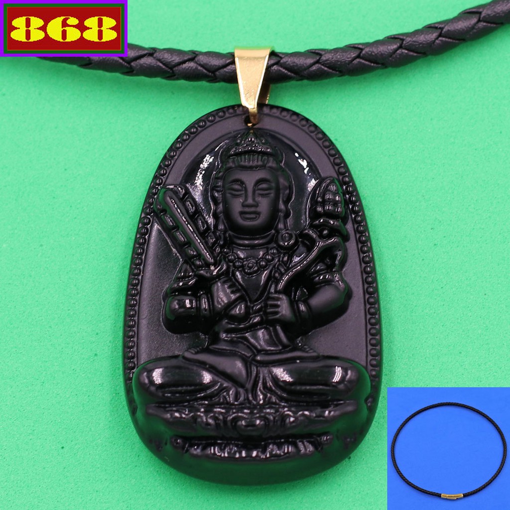 Vòng cổ dây da Hư không tạng đen 3.6 cm DDOEVTAEB6 - Hộ mệnh tuổi Sửu, Dần