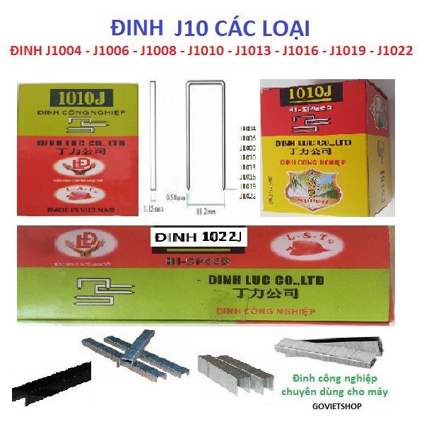 Đinh bắn gỗ 1004J - 1006J - 1008J - 1010J - 1013J - 1016J - 1019J - 1022J, Ghim U bấm gỗ, Ghim bắn yên xe