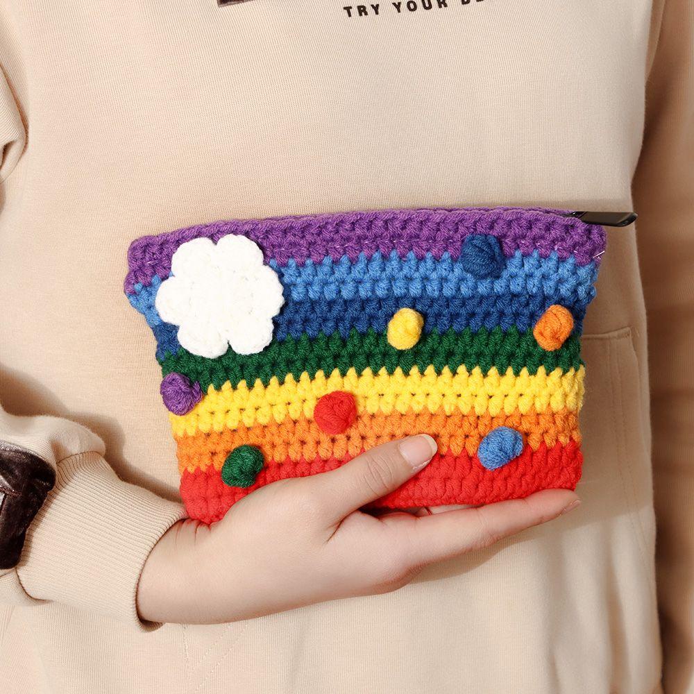 UUMIR Túi Đeo Vai Đan Len Màu Cầu Vồng Thời Trang Cho Nữ
