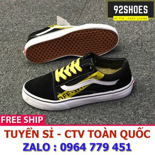 Giày thể thao old skool off white đen vệt vàng
