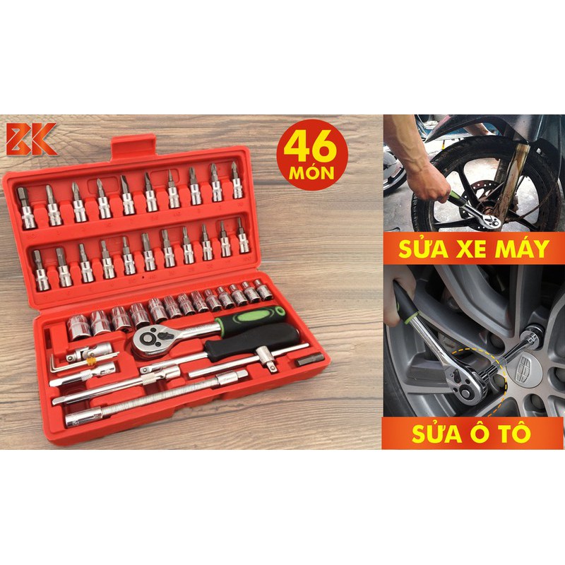 Bộ Dụng Cụ 46 Chi Tiết bộ Sửa Ô Tô Xe Máy 46 Chi Tiết - Bộ dụng cụ 46 chi tiết