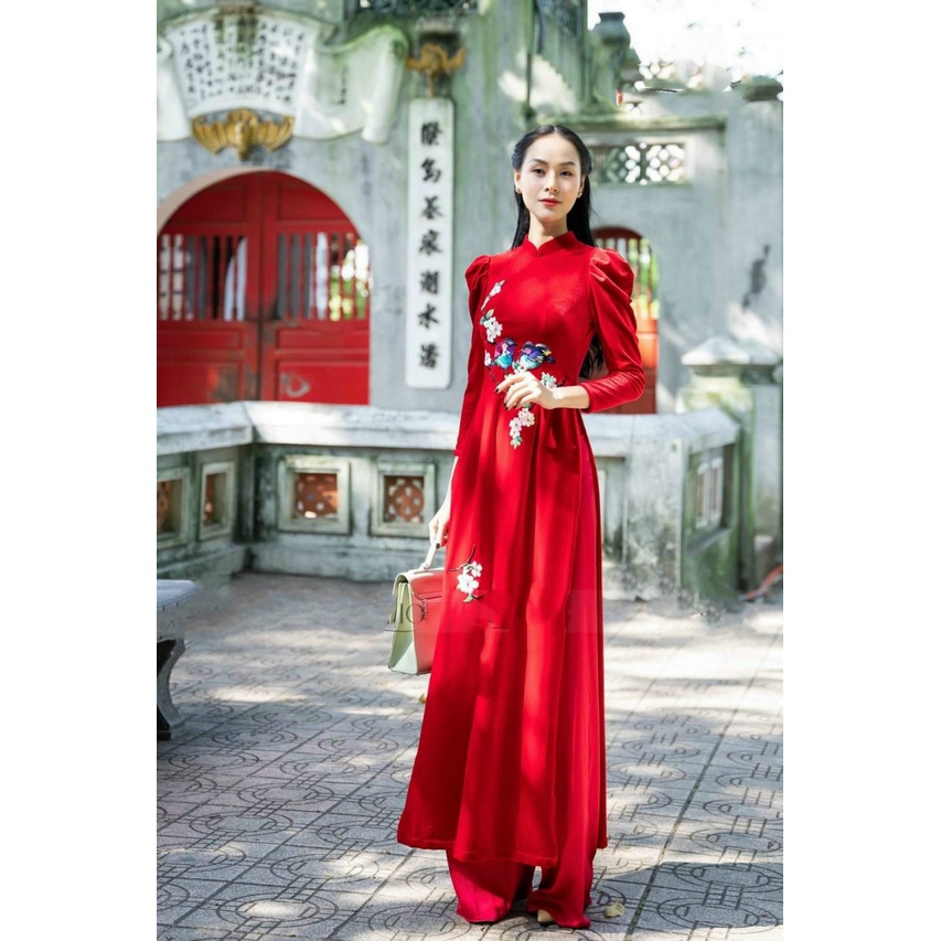 Áo dài cách tân mẹ và bé chất nhung cao cấp thích hợp du xuân, lễ Tết - L31