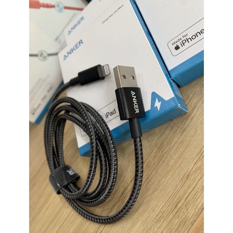 Cáp Sạc ANKER A8152 A8153 dây dù có MFI Lightning Cho iP Chính Hãng bảo hành 2 năm ip 5 6 6s 7 8 plus x xs max