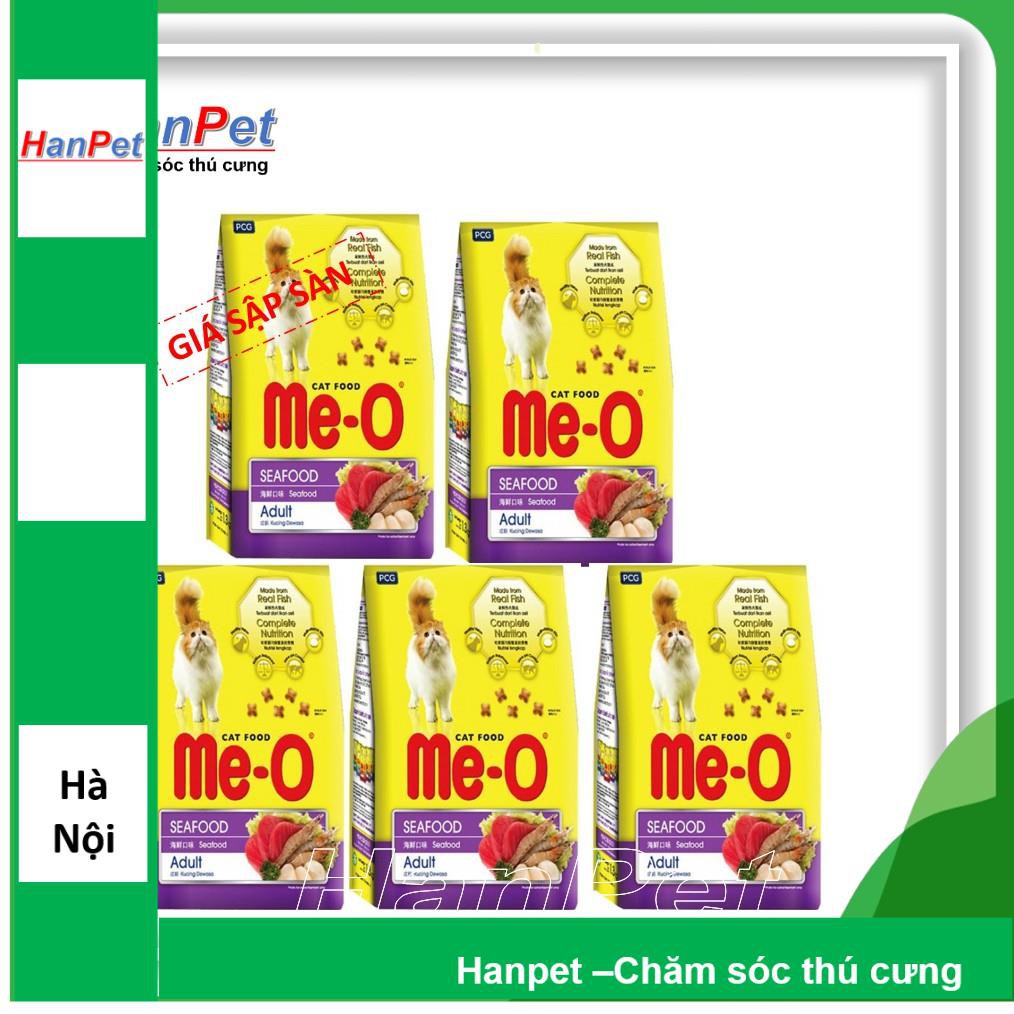 Combo 5 gói ME-O 350gr (Thức ăn viên cho mèo lớn vị Hải sản) hanpet 201e