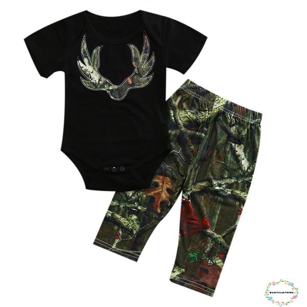 Set jumpsuit ngắn tay họa tiết rằn ri + Quần dài sọc rằn ri thời trang cho bé trai