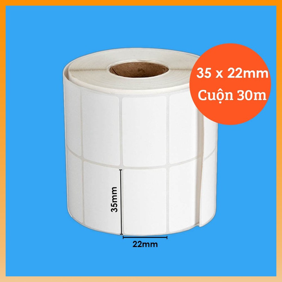 Giấy in tem, in mã vạch nhiệt 2 tem khổ 70x22mm (35x22) 2000 tem