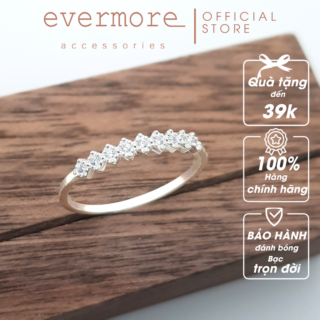 Nhẫn bạc đính đá EVERMORE, nhẫn bạc cao cấp vành đính đá Coco Crush thanh lịch, minimalism - N034