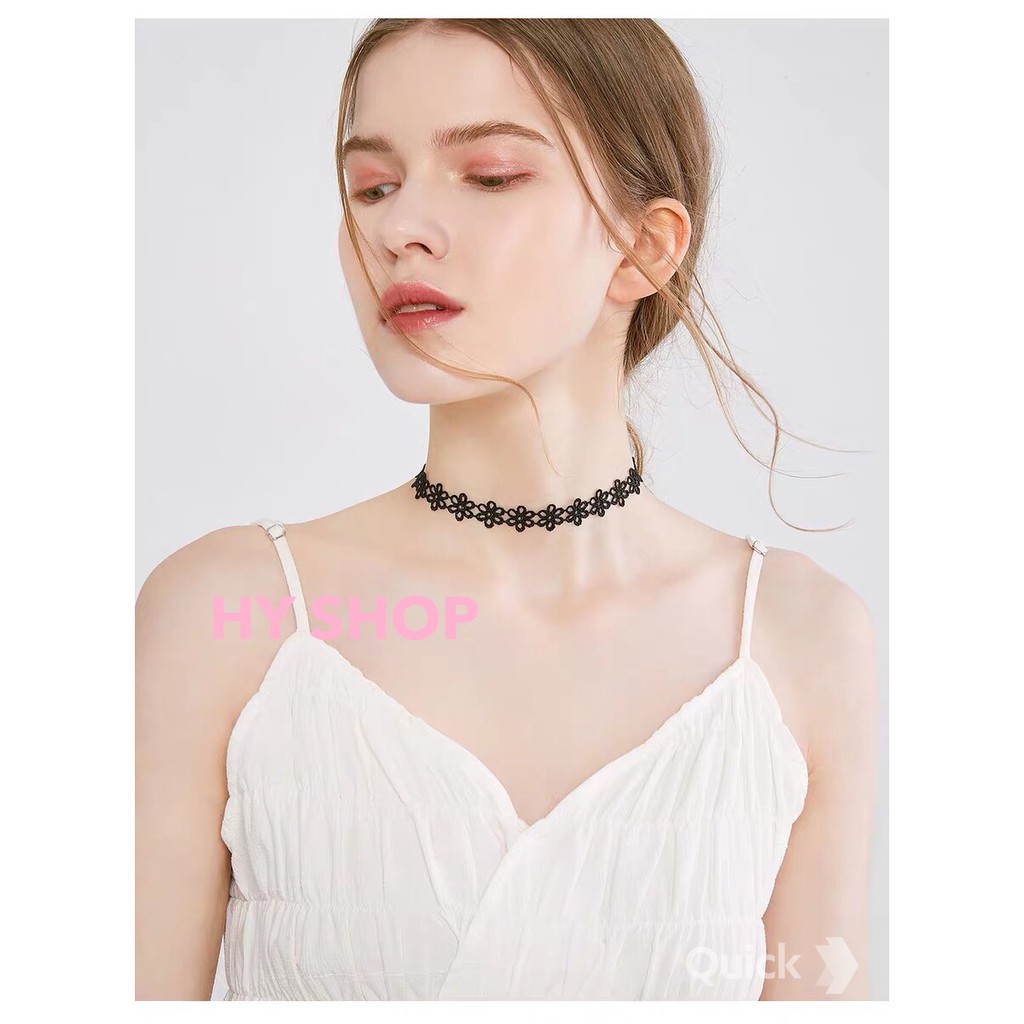 vòng cổ choker hoa kết xinh xắn