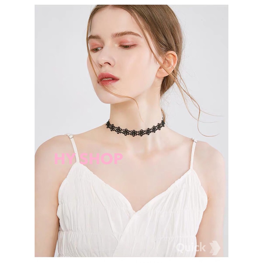 vòng cổ choker hoa kết xinh xắn