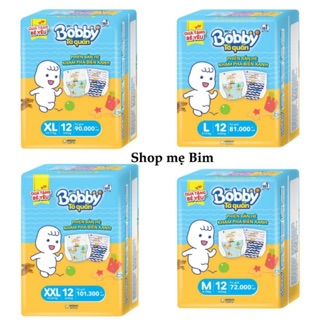 Bỉm quần Bobby gói 12 miếng size M12, L12, Xl12, Xxl12 nsx 12/2019 vỏ đẹp ko rách
