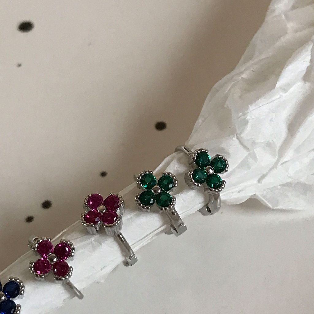 Ngủ Tại sao không cần Pick! Bông Tai Hình Cỏ Bốn Lá Đính Đá Zircon Thời Trang Cho Nữ