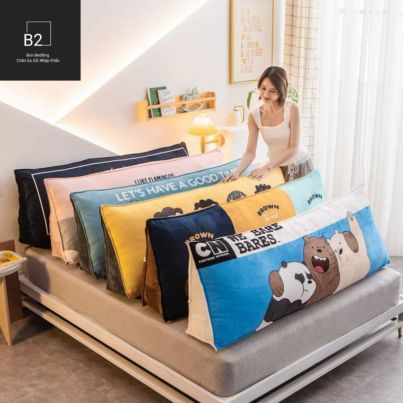Gối tựa đầu giường họa tiết ngộ nghĩnh cho bé , gối tựa lưng trang trí phòng ngủ size 1m5 và 1m8