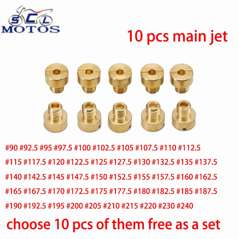 Motorcycle Carburetor Main Jet Thread For HS40 HSR42 TM36 VM16 VM29 Carburetor Injector Nozzle Size 90-240