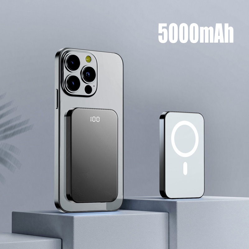 Pin Sạc Dự Phòng Không Dây 10000mAh 12 13 20W Khung Kim Loại Từ Tính Tiện Dụng