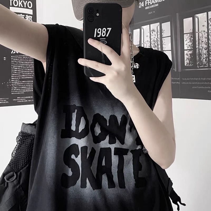 Jiashucheng Áo Thun Sát Nách Thể Thao Dáng Rộng Phong Cách Harajuku Thời Trang Mùa Hè Cho Nam Và Nữ