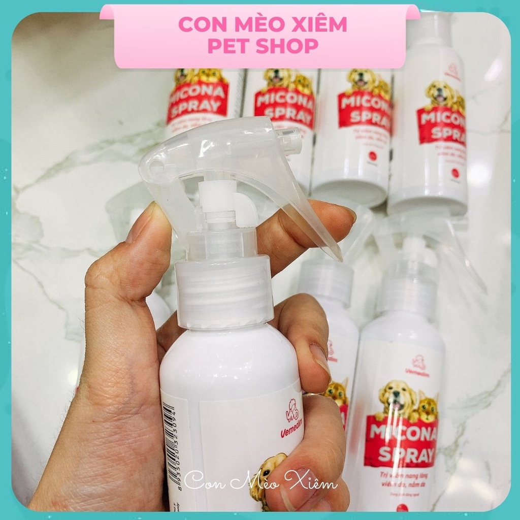 Xịt chó mèo viêm da nấm Vemedim Micona 100ml, chăm sóc lông thú cưng Con Mèo Xiêm