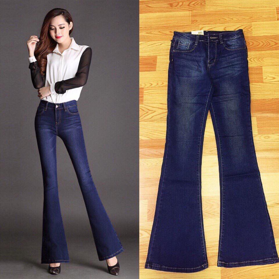 Quần Jean Nữ 💕FREESHIP💕 Quần jean nữ lưng cao 1 nút ống loe wash nhẹ QD169 | WebRaoVat - webraovat.net.vn