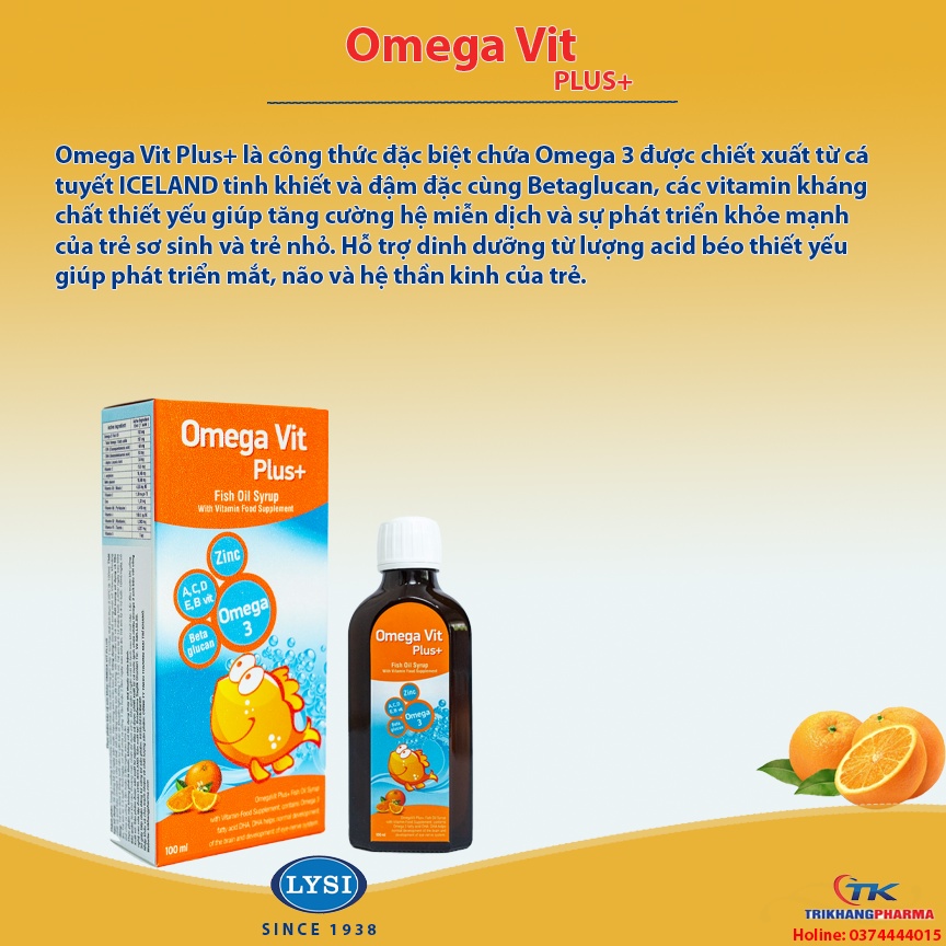 Omega Vit Plus - Chai 100ml - Bổ sung Omega 3, Vitamin và Khoáng Chất Cho Trẻ