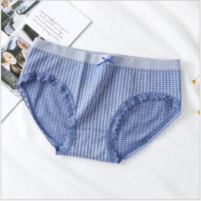 Set 5 quần lót Muji Hoàng Oanh Underwear, Hộp chip cotton nhật kẻ caro mềm mịn