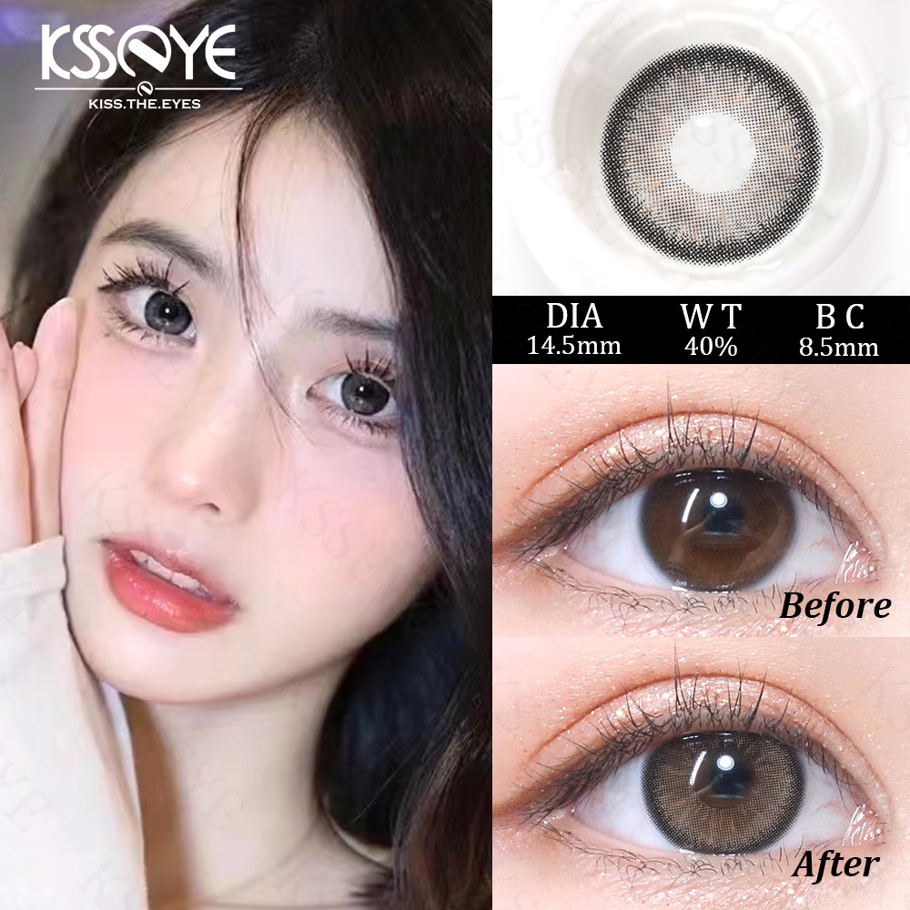Kính áp tròng Cận thị Độ (0-8.00 Độ) Màu đen Thấu kính mềm tự nhiên 14,5mm Hydrogel silicon mềm Thoải mái Chăm sóc cá nhân hàng ngày Một năm Sử dụng kính áp tròng Trang điểm Vẻ đẹp của phụ nữ