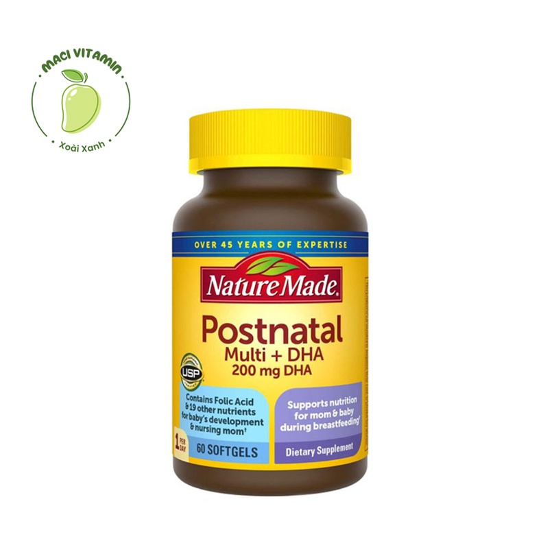 Vitamin Cho Phụ Nữ Sau Sinh - Nature Made - Postnatal Multi DHA - 60 viên