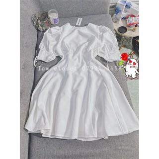 Đầm xoè tay phồng dự tiệc size S eo dưới 65cm ( Hoả tốc HCM )